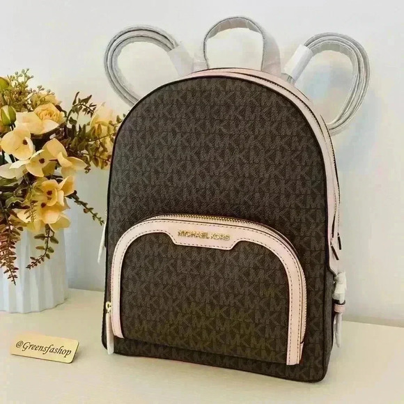NWT Michael Kors Jaycee Medium Zip Pocket Backpack powder blush - Picture 2 of 10